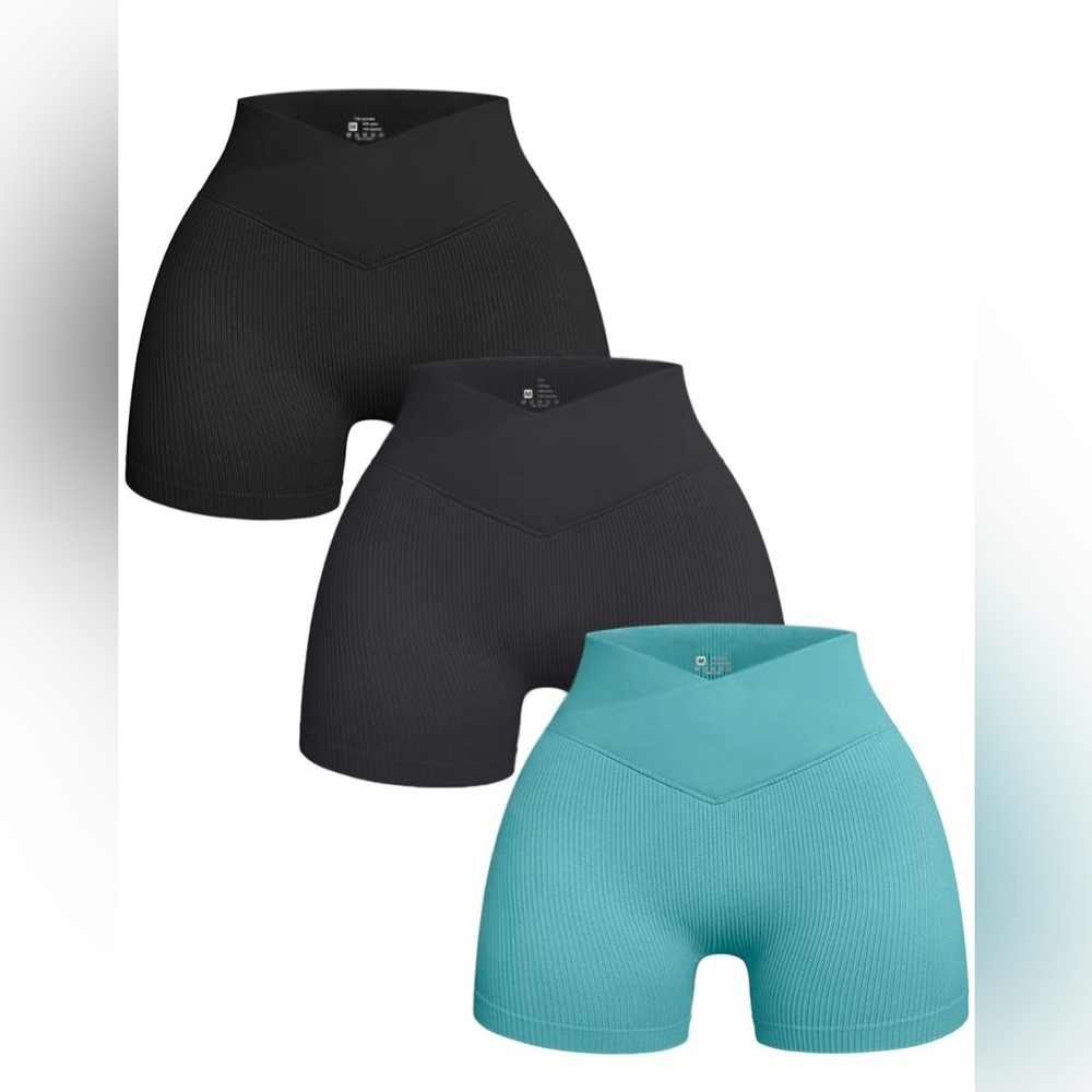 Women's High Waisted Ribbed Gym Shorts